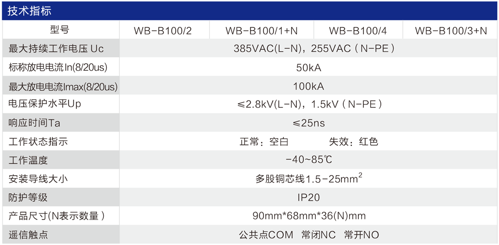 WB-B 100型 二级电源防雷器