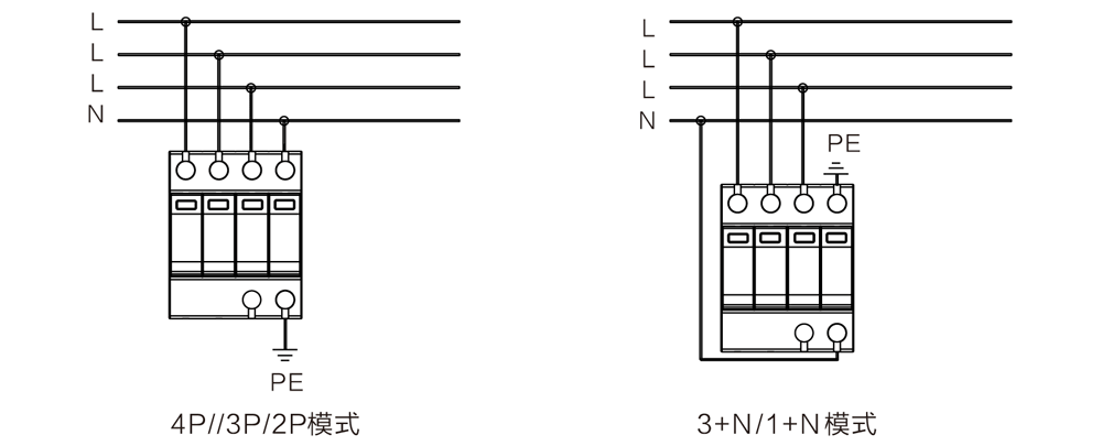 WB-B60 型 二级电源防雷器 接线图