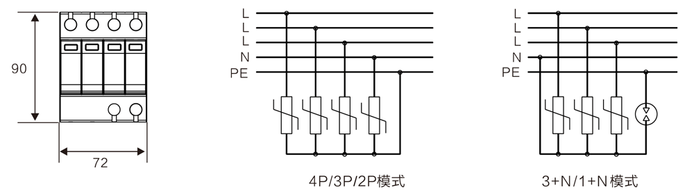 WB-C40 三级电源防雷器尺寸原理图