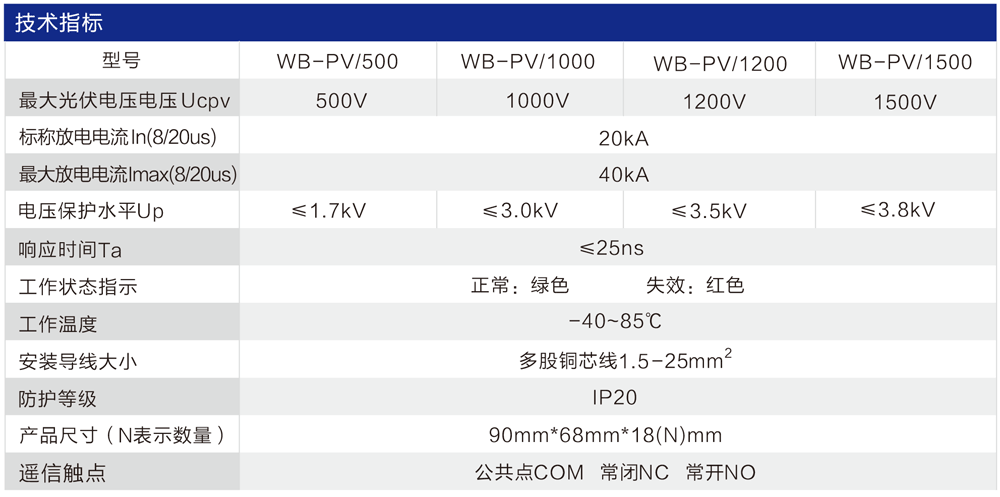 WB-PV/500型 光伏直流电源防雷器