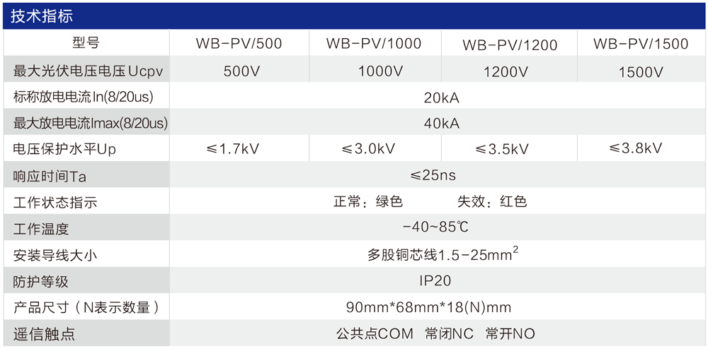 WB-PV/500型 光伏直流电源防雷器 WB-PV/500型 光伏直流电源防雷器